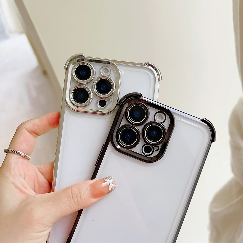 Elegant Black Butterfly Plating Phone Case with Anti-Fall Airbag Protection