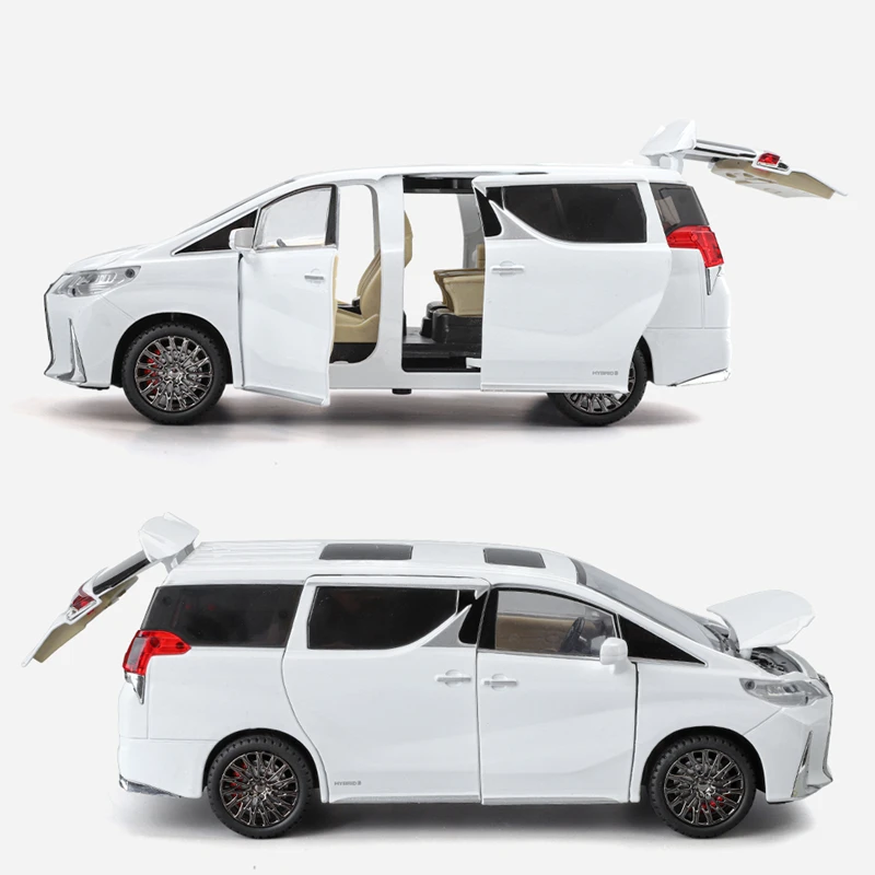1:24 Lexus LM300 MPV Alloy Car Model Diecast Metal Vehicles Car Model High Simulation Sound and Light Children Toy Gift With Key 4