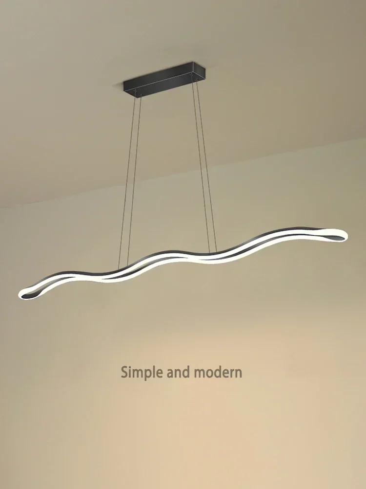 

Restaurant chandelier simple modern bar dining room lamp Nordic wave dining table minimalist long strip office led chandelier