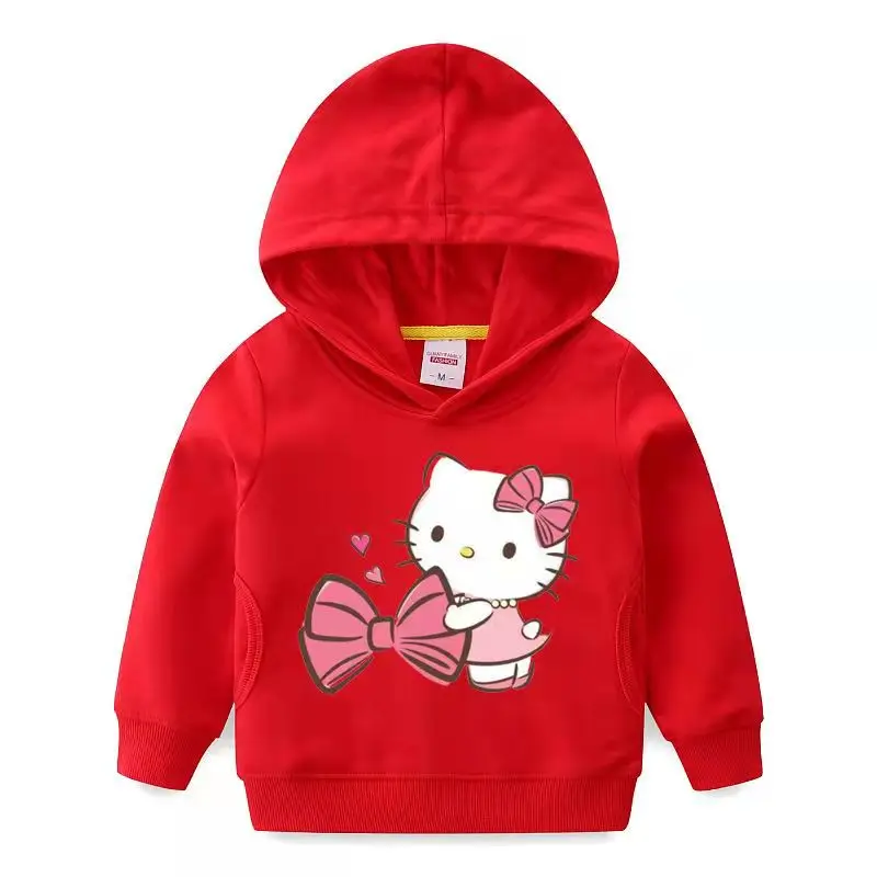 thumbnail image 1 of HelloKitty-ropa de otoño para niños, suéter con capucha de estilo occidental, sudadera con estampado de dibujos animados para niña, ropa para bebé, 1 of 5