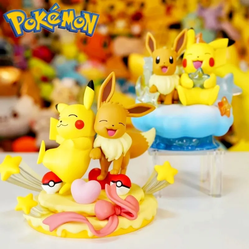 

In Stock Pokemon Eevee Pikachu Party Nebula Pet Genie Toy High Quality Toys 14cm Pvc Collection Action Model Toys Gift For Kids