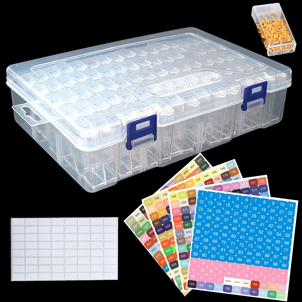 80 Grids 5D Diamond Painting Storage Box Plastic Diamond Tools Embroidery  Accessories Rhinestone Beads Storage Containers - AliExpress