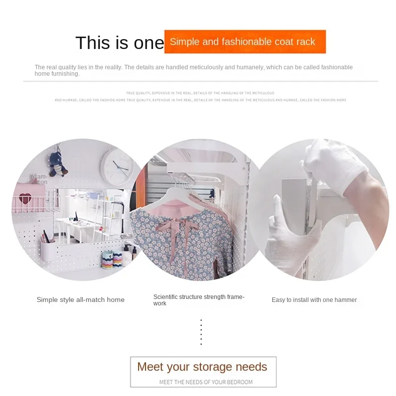 Cloth rack pegboard display wardrobe cabinet for apartment bedroom