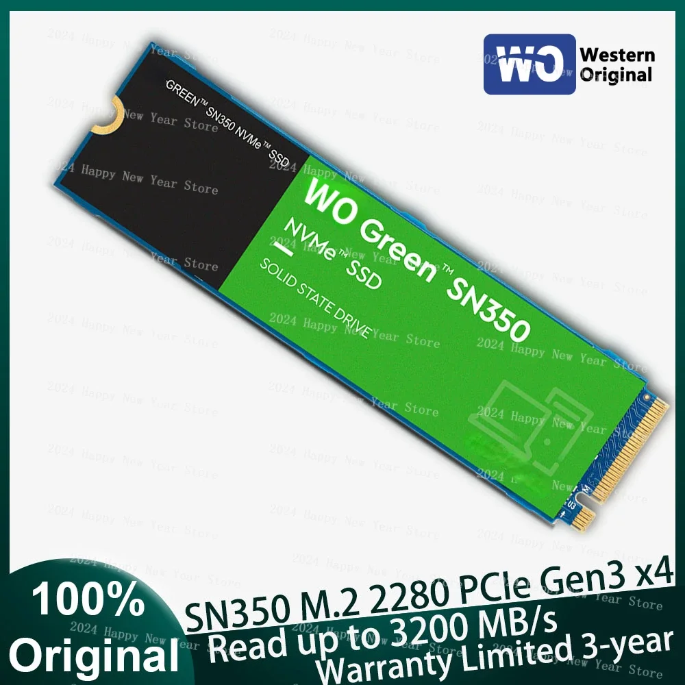 

Western Original WO SN350 SSD PCIe Gen3 x4 NVMe v1.3 M.2 2280 250GB 500GB 1TB 2TB Internal SSD Solid State Drive for PC Notebook