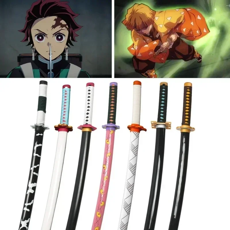 Japanese Katana Cold Weapon Toy Sword Toy Weapon Toy 225mm Demon Slayer Sword Katana Tanjirou Anime Samurai Weapon Sword Ghost Killer Props Children's Toy Gift Handicraft