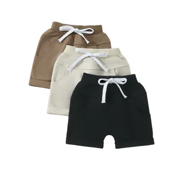 Pantaloncini da bambino per neonato Pantaloncini in vita elastica tinta unita Pantaloncini casual Confezione da 3 vestiti estivi 1