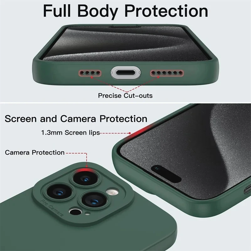 ماتي بسيط لينة سيليكون جراب هاتف آيفون 16 15 14 13...