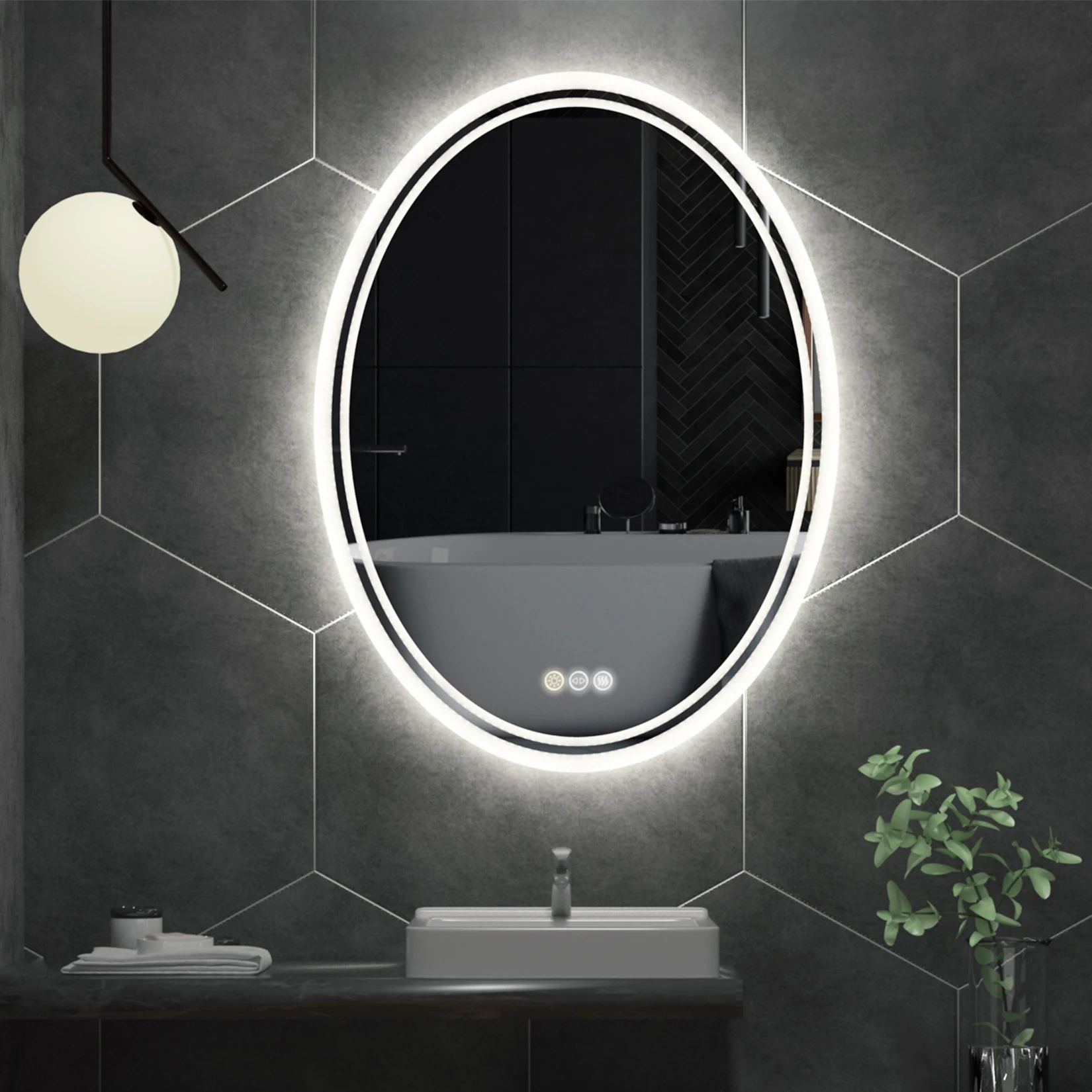 

shower shaving Bathroom Mirror Round Vanity Wall Mounted mirror makeup with light Dimmable espelho house accessory GY