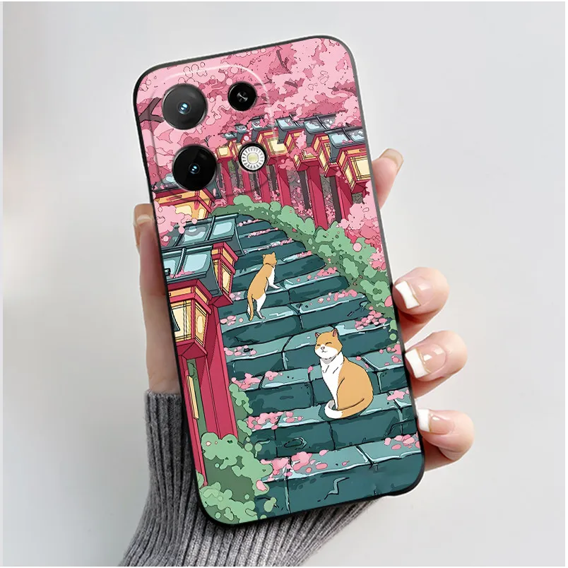 Cute Cartoon Silicone Protective Phone Case - Printed Soft Shell Cover