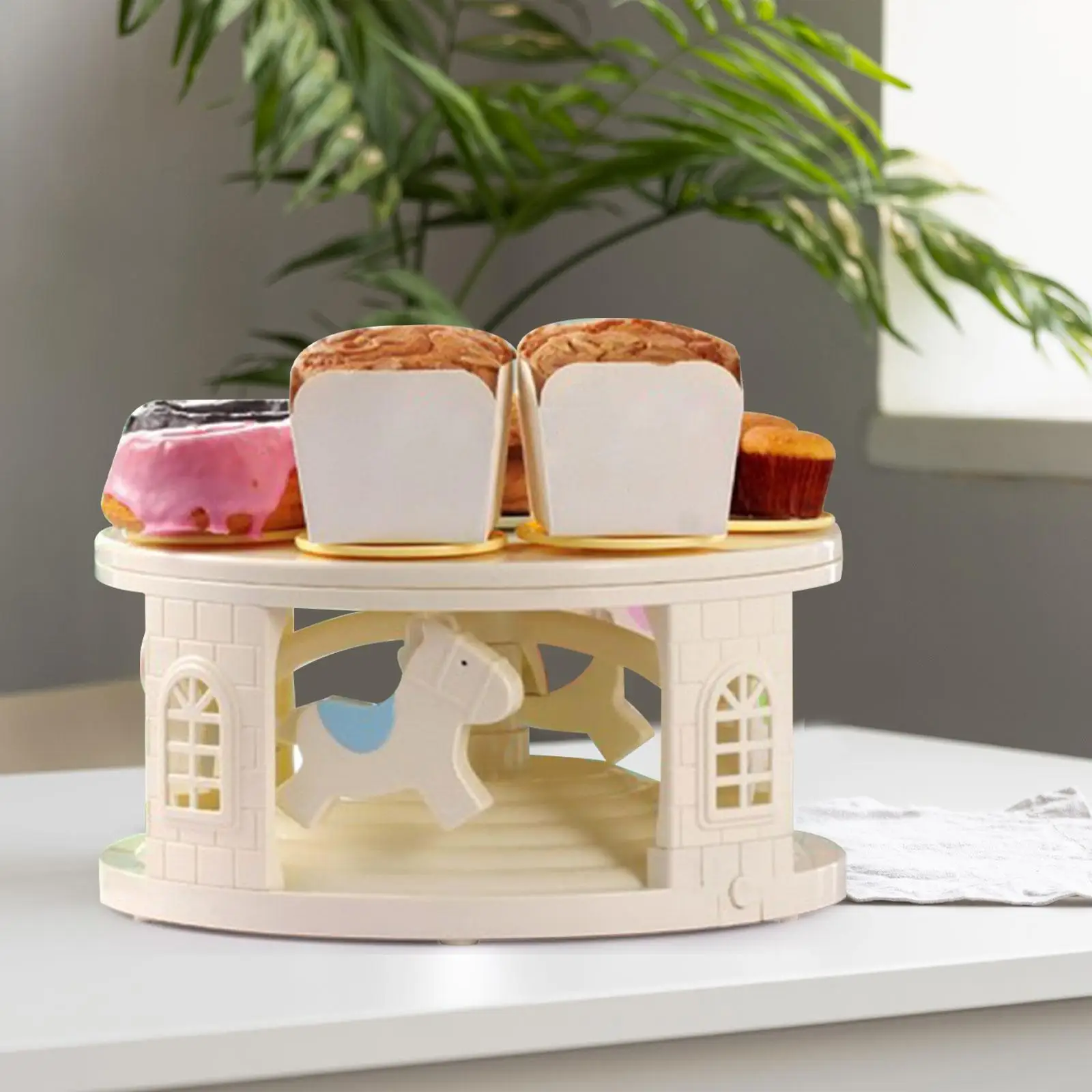 

Automatic Rotating Plates with Serving Trays Multifunctional Cookie Cupcake Holder for Parties Event Wedding Kitchen Jewelry