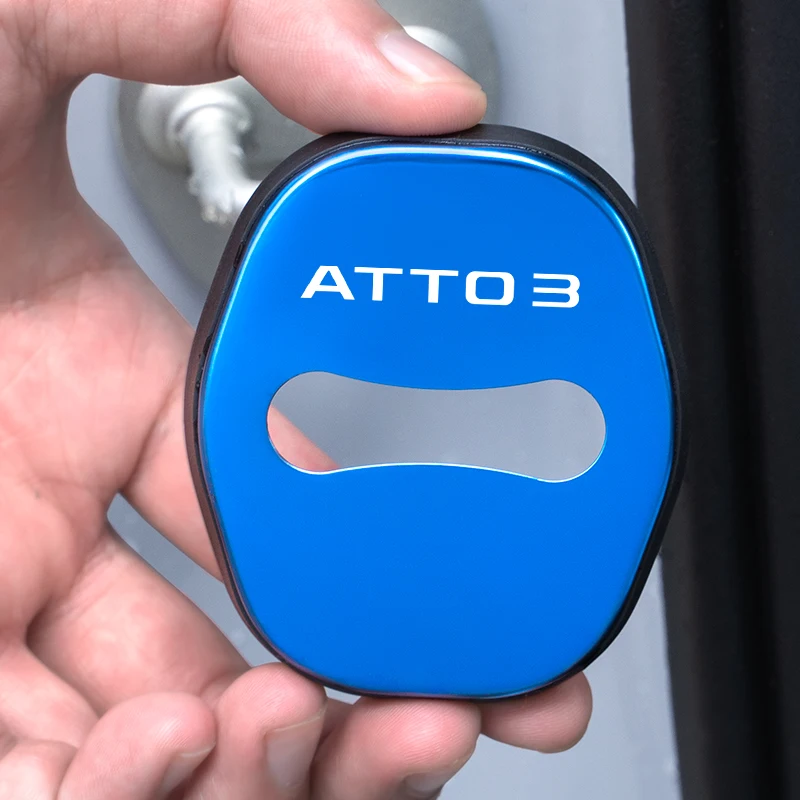 BYD 플러스 ATTO3 자동차 문짝 잠금 버클, 스테인레스 스틸 보호 커버 개조 특수 문짝 잠금 커버 장식에 적합