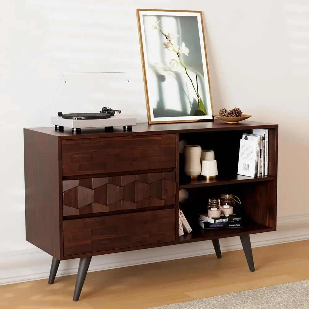 Georgina 45 Inch Solid Wood TV Stand, Under 10 Minutes Assembly Entertainment Center with Storage 4