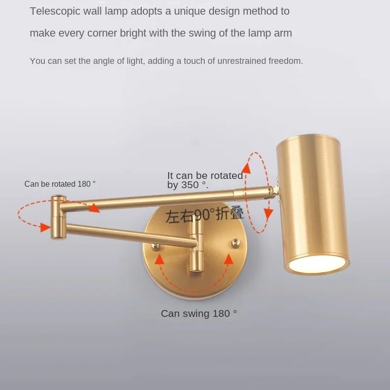 Modern Adjustable Swing Long Arm LED Wall Lamps Read Folding retractable