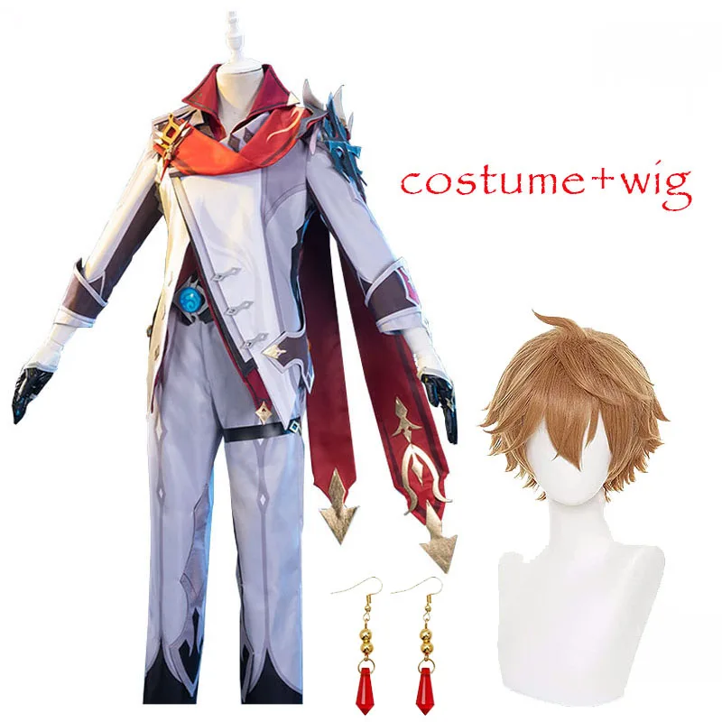 sexy cosplay Anime Game Genshin Impact Tartaglia Cosplay Costume Childe Full Set Wig Earrings Halloween Party Costumes womens halloween costumes Cosplay Costumes