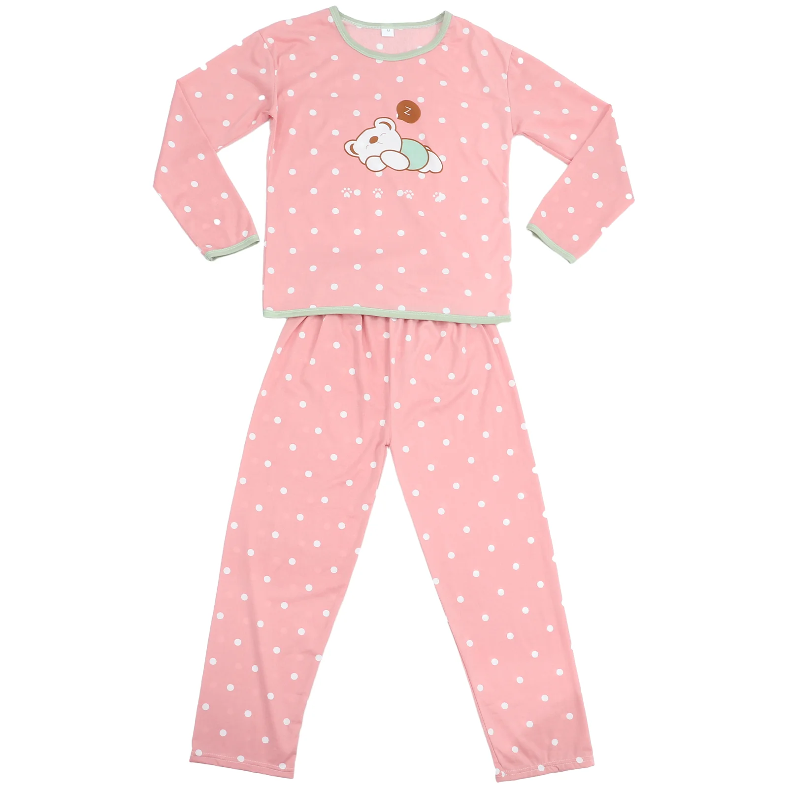 

Пижамный комплект с длинным рукавом и мультяшным рисунком, осенняя одежда для сна, хлопковая Домашняя одежда, костюм для женщин, размер M (спальный медведь)