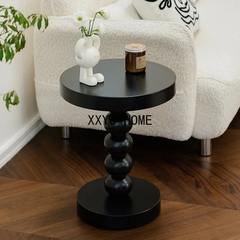 Modern Garden Coffee Table Nordic Black Wooden Outdoor Coffee Table Corner Round Mesa Lateral Para Sala Home Furniture YN50CT