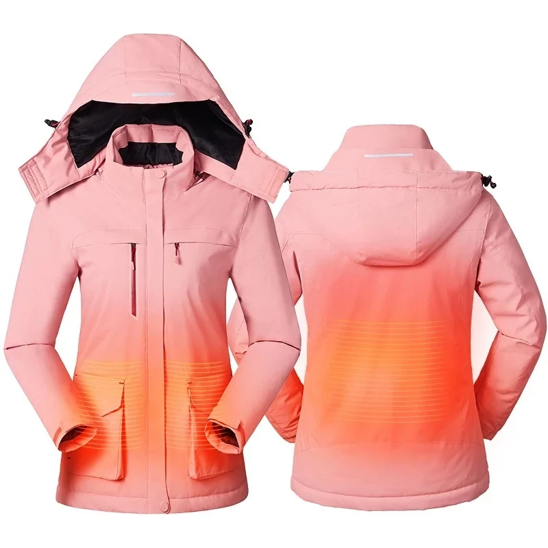 

Women Winter Intelligent Heating Jacket USB Charging Women Heated Coat Outdoor Fleece Female Windproof Climbing Clothes
