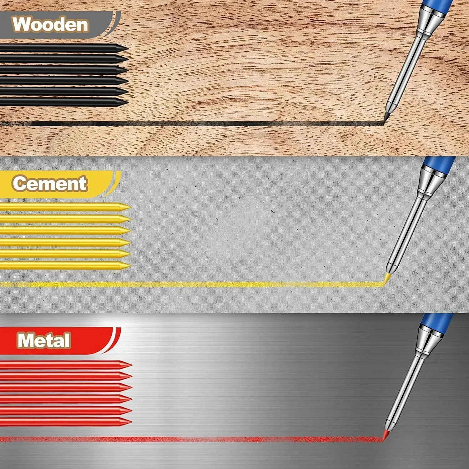 Carpenter Pencil 2.8mm Solid Mechanical Pencil with Sharpener Woodworking Construction Long Head