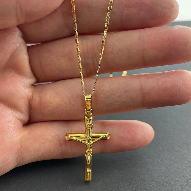 24k Solid Gold Cross Pendant