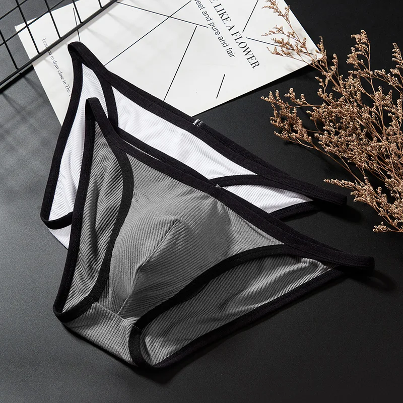 Fashion Sexy Men's Briefs Solid Color Male Soft Panties Mid Waist Underpants Modal Breathable Comfortable Underwear Briefs Homme