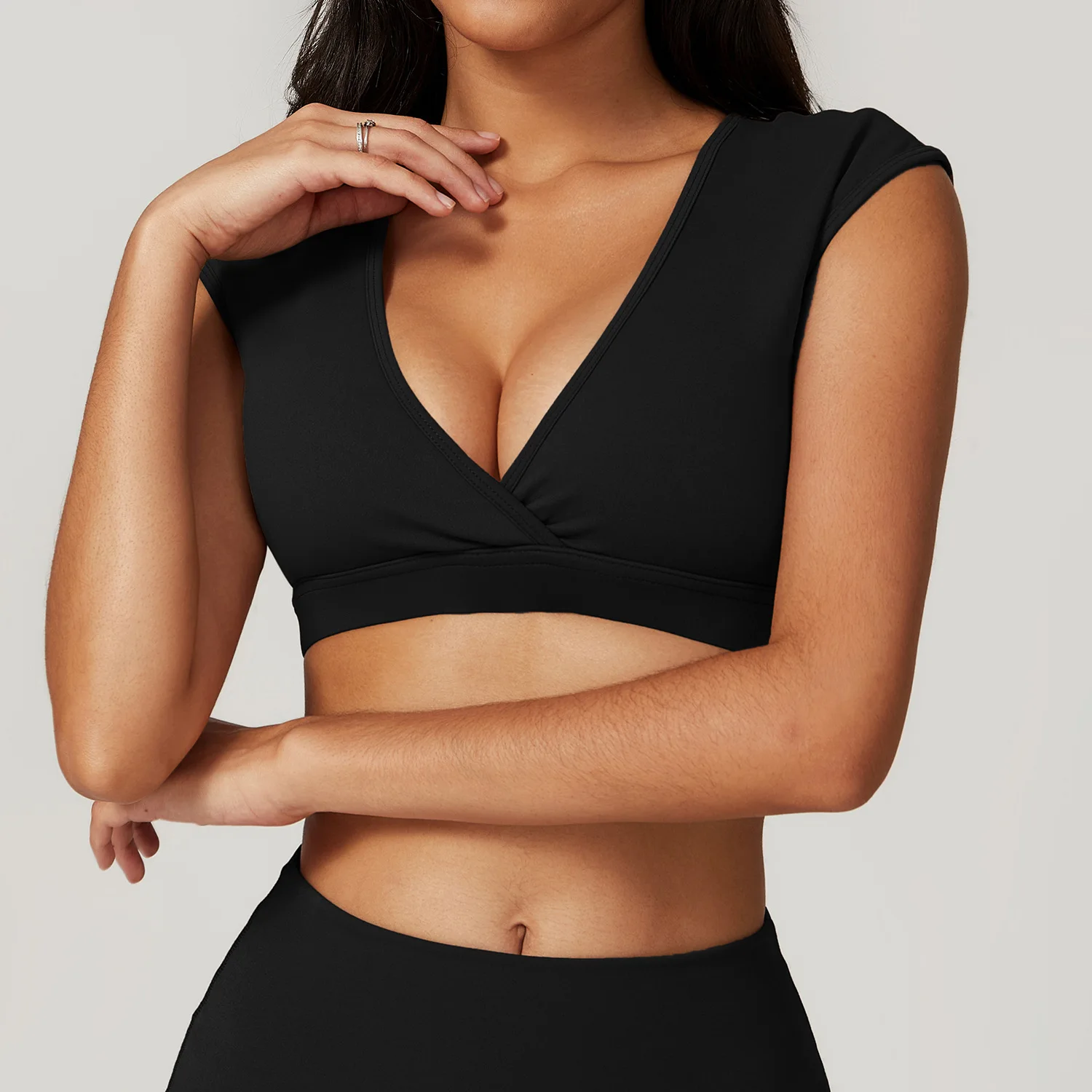 Women's V-Neck Yoga Bra Sexy Sports Bra Detachable Chest Pad Fashion Fitness Underwear Female Gym Runing Push Up Yoga Underwear