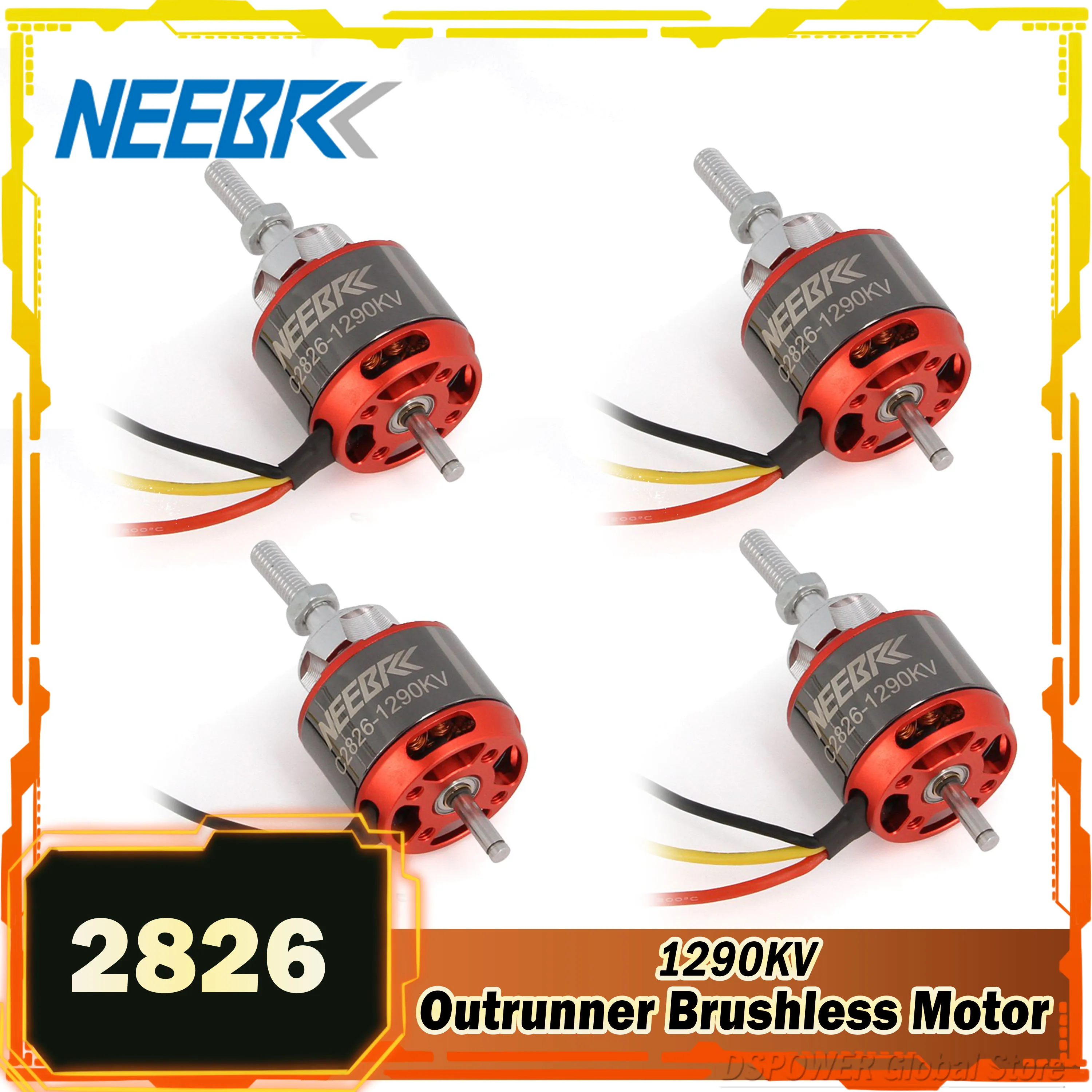 

2826 1290KV RC FPV Outrunner Brushless Motor 2-4S 5mm Shaft for Fix-Wing Airplane Aircraft 1290 Propeller ESC Speed Controller