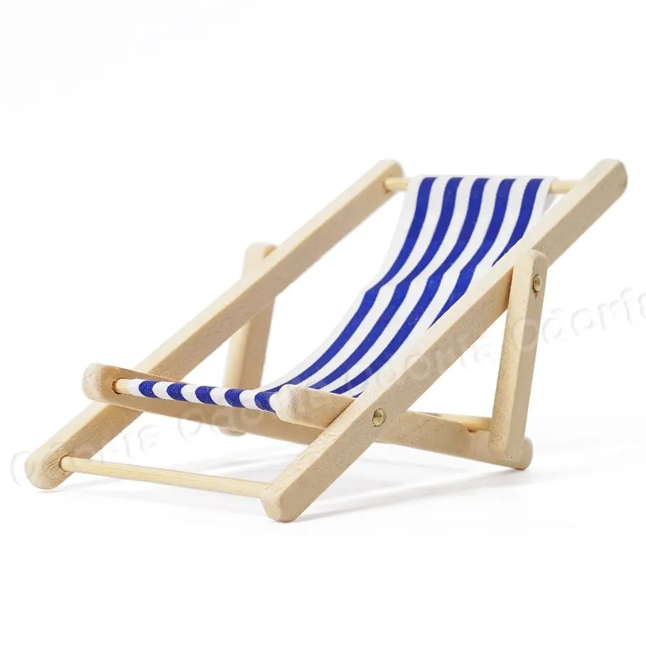 Odoria 1/12 Miniature Beach Chair Folding Lawn Chair Dollhouse Outdoor Furniture Accessories Blue 