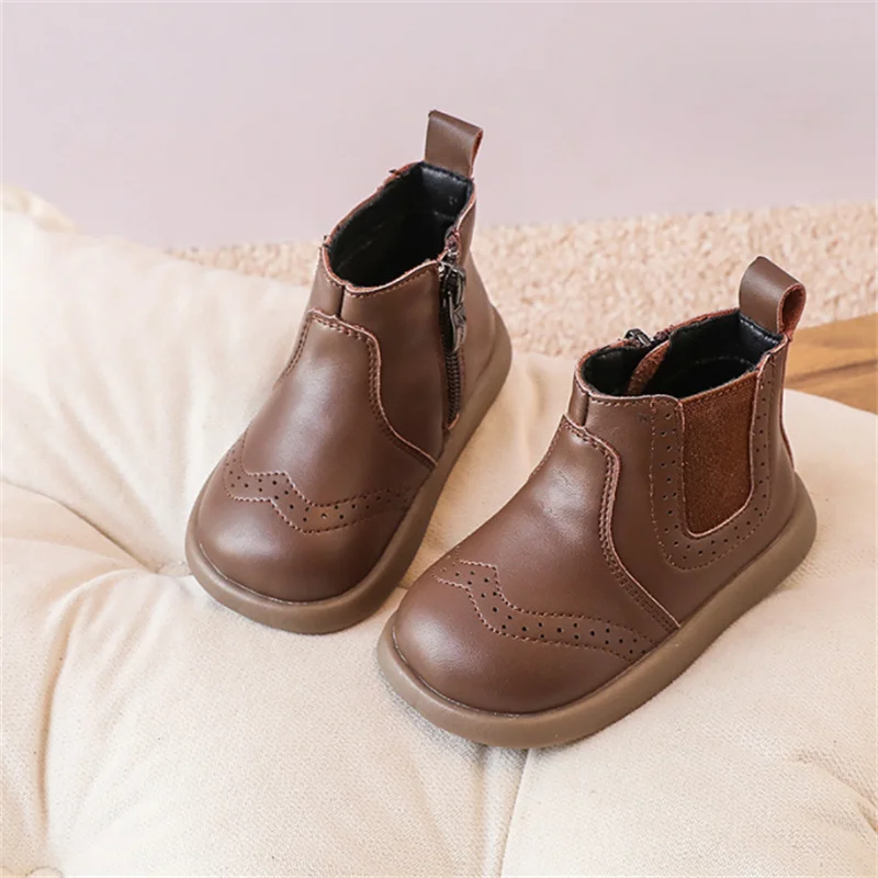 Spring/Autumn Baby Leather Ankle Boots Rubber Sole Infant Shoes for Toddler Children Fashion Little Girls 15-25 baby shoes baby boots