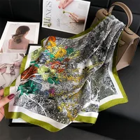 Women Popular Print Silk Scarf 70X70cm Square Scarves 2024 New Fashion Travel Decoration Sunscreen Bandannas Kerchief Hair Band 4