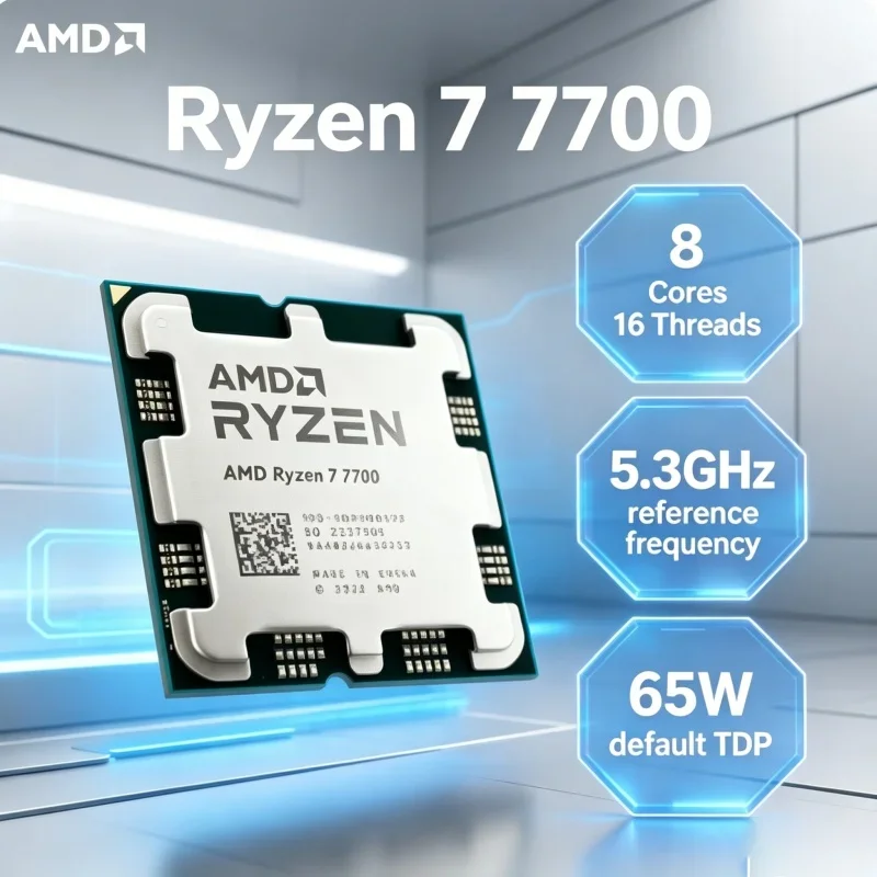 AMD 7700 프로세서 8코어 16스레드 38G53G 32MB L3 AM5 인터페이스 5nm DDR5 65W 팬리스 사무용 및 e스포츠 겸용