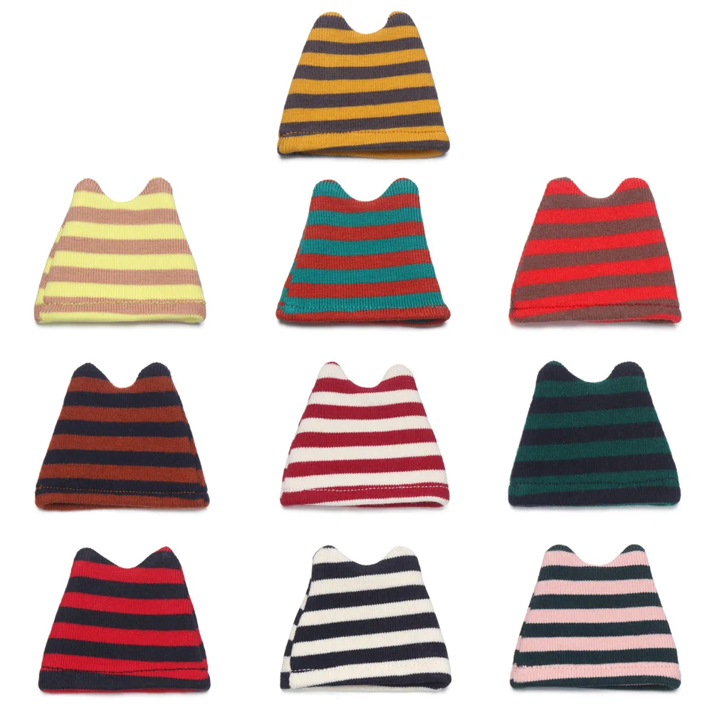 Doll Clothes Accessories Striped Ear Knitted Hat Fashion Cloth For Obi11 Dolls 1/12Bjd Dollhouse Hats |