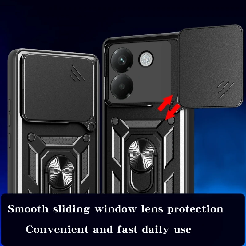 Durable Armor Slide Camera Protection Case with Car Magnetic Holder