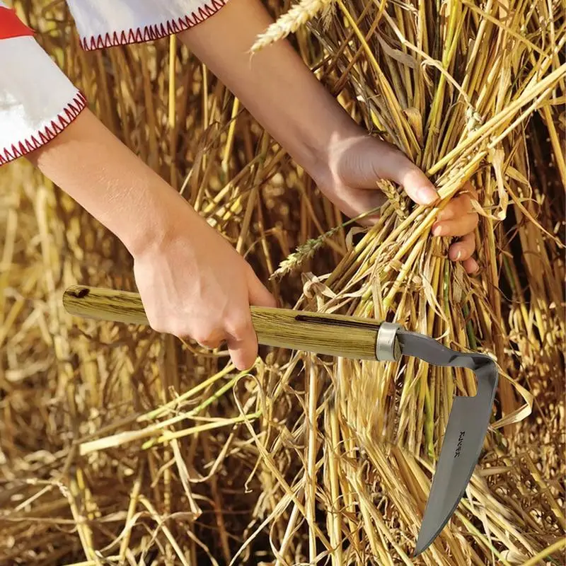 Weeding Sickle Stainless steel curved handle sickle with wooden handle crooked sickle Agricultural weeding and gardening