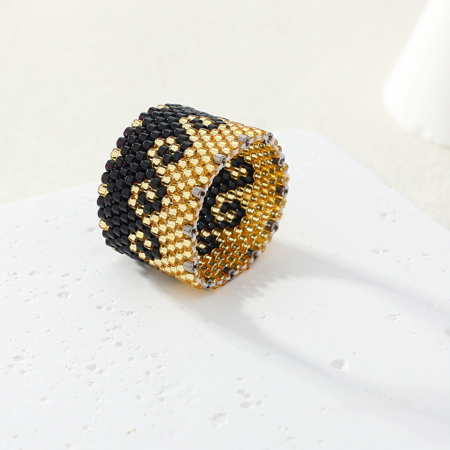 KELITCH Miyuki Ring Fashion Gift Jewelry Miyuki Seed Bead Band Geometric Woven Native Style Finger Rings for Women 4