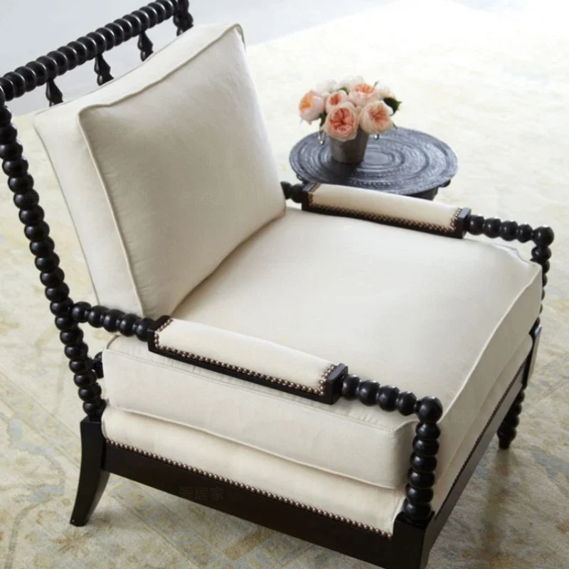 

Neoclassical sofa chairs, leisure chairs, lazy fabric solid wood furniture, club living room chairs