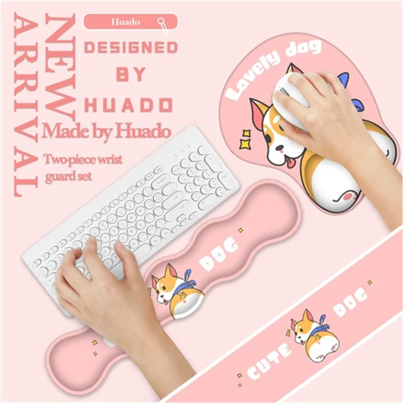Teclado de Espuma de Memória Descanso de Pulso Mouse Pad Mousepads Ergonômicos Suporte Conjunto Almofada Padrão de Cães Bonitos Leve Venda Quente 2023 - Imagem 4