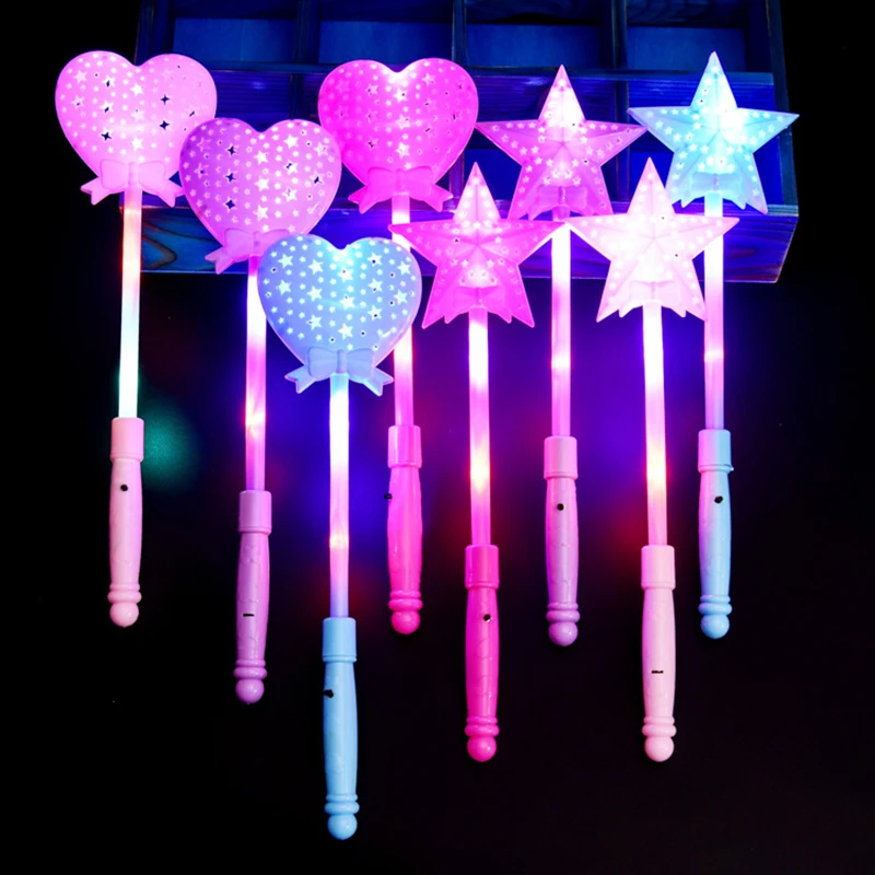 3pcs Novelty Love Star Shape Glitter Stick Toy Kids Colorful Lights