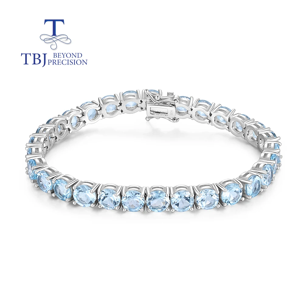 

Gorgeous blue Natural Sky Blue Topaz Gemstone Bracelet Women's Summer Light Luxury Premium anniversary party gift