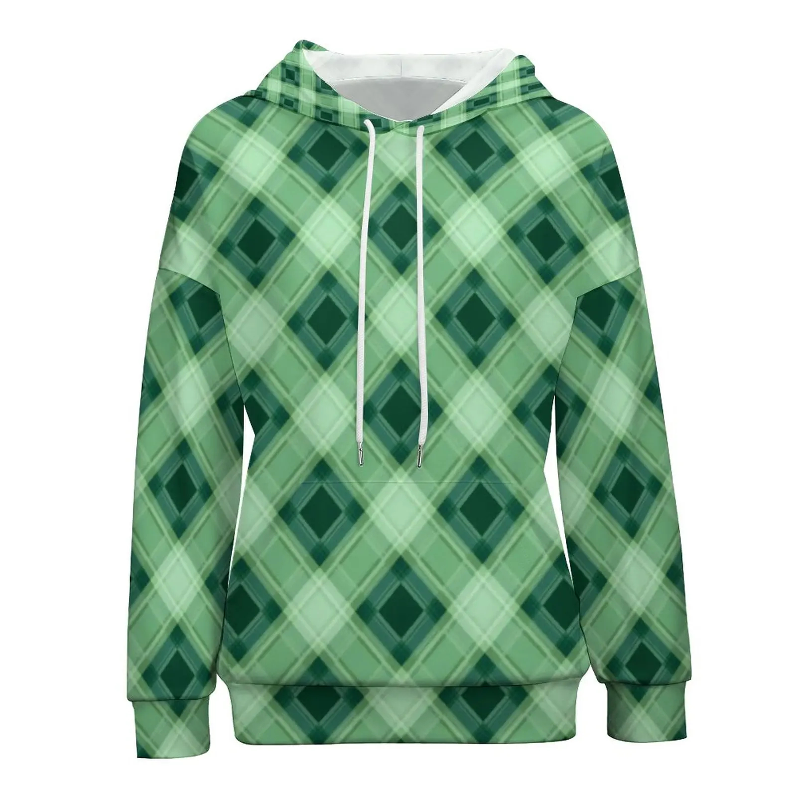 

Abstract Geo Print Hoodies Checkered Plaid Aesthetic Hoodie Female Long Sleeve Oversized Casual Pattern Clothing