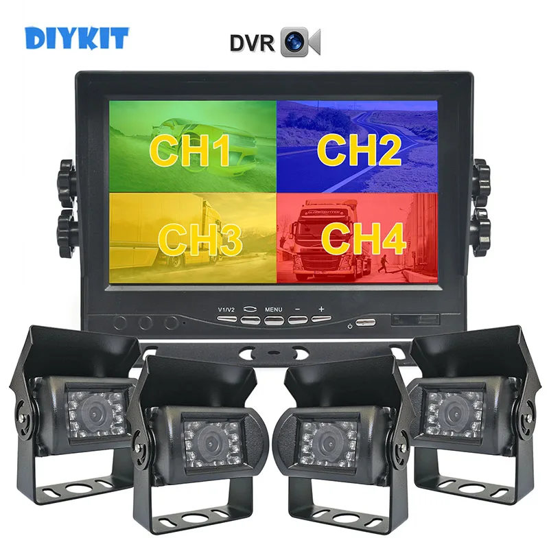 

DIYKIT 7-дюймовый AHD IPS 4 раздельный четырехъядерный автомобильный монитор 1300000 пикселей камера заднего вида стандарта AHD Водонепроницаемая видеозапись
