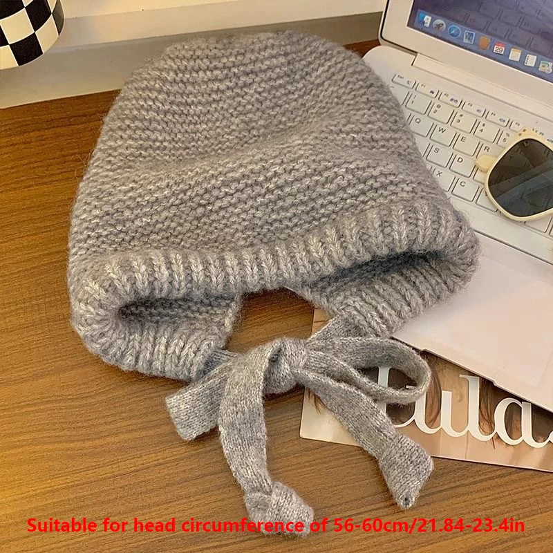 Solid Color Women Women Knitted Warm Hooded Beanie One Piece Scarf Cap Ear Protection Autumn Winter Balaclava Hat