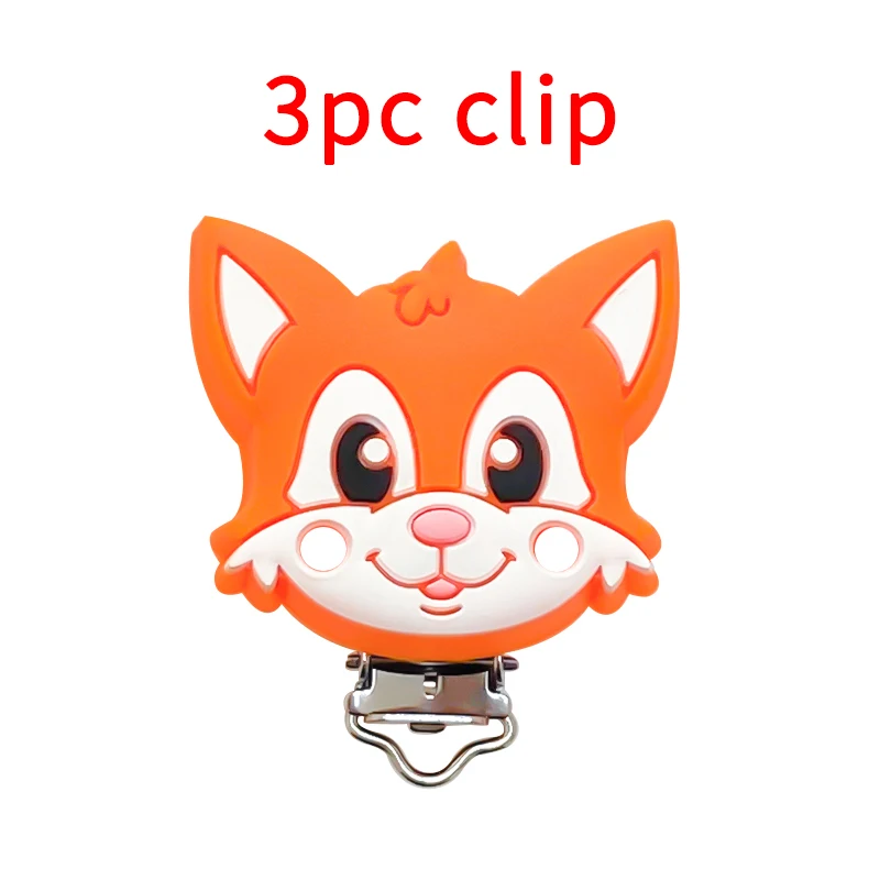 Silicone Clips 3pcs Elephant Bear Fox Unicorn Lion Shape DIY Pacifier Chain Animal Nipple Holder