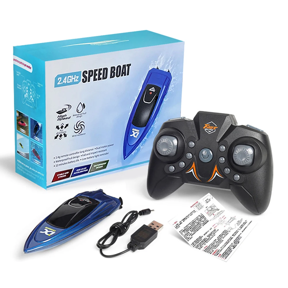 LED Light Waterproof Electric Remote Control Ship 2.4GHz High Speed Mini RC Boat