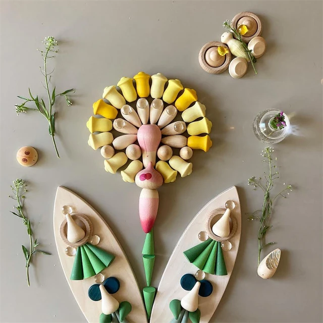 Large Size Petals Platform Open Ended Play Educational Toys Imagination Montessori Educational Wooden Toys for Kids 29x9cm 4