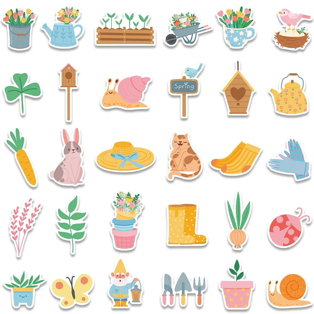 

30pcs Garden Style graffiti stickers luggage window decals mug waterproof stickers