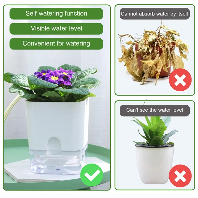 New Self Watering Plant Pot Magnetic Plastic Self-absorbent Cotton Rope Flowerpot For Double-deck Lazy Plant Pot Garden Supplies 4