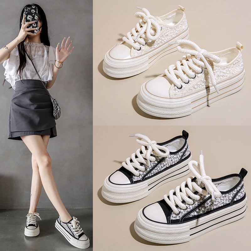 

Туфли женские универсальные, толстая подошва, дышащие, повседневная обувь для студентов, корейский стиль, тренд Лето 2024