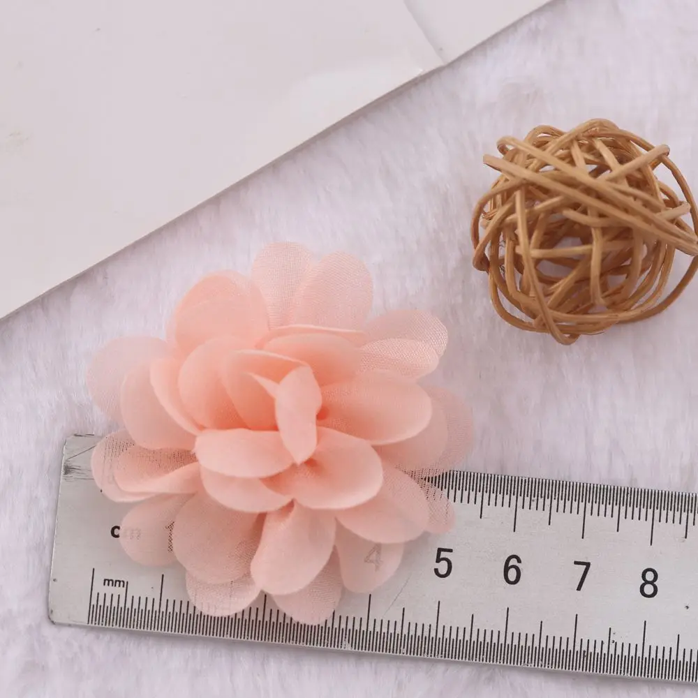 5 cm satijnen mini DIY bloemen voor kinderen, boetiek, chiffon bloemen, kerst- en bruiloftshaarclips voor meisjes (of zonder clips), accessoire, 30 stuks/lot_voghion.com
