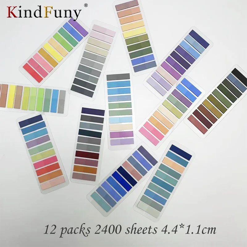 2400Pcs Stationery Index Tabs Self Adhesive Page Markers Transparent Waterproof Sticky Notes Classify Files Flags Posted It 3