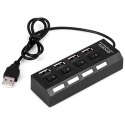 High - Speed 7/4 Port LED USB Hub with Multi - Port Power and ON/OFF Switch (Black - 4 ports)